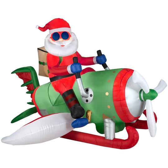 7 ft. Airblown Inflatable Christmas Santa on Flying Machine